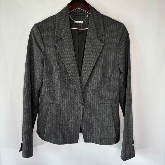White House Black Market Women's Gray Pin Stripe Blazer Jacket Size 4 - Picture 1 of 12